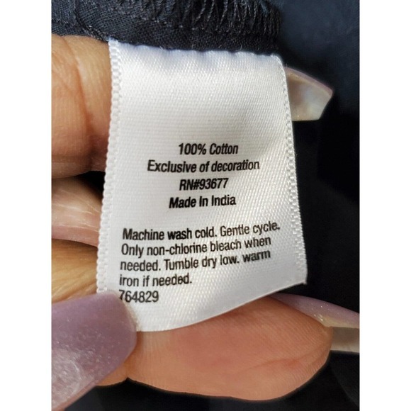 A.n.a Womens Black Solid Long Sleeve Round Neck Drawstring Blouse Top Size XS - Picture 11 of 13